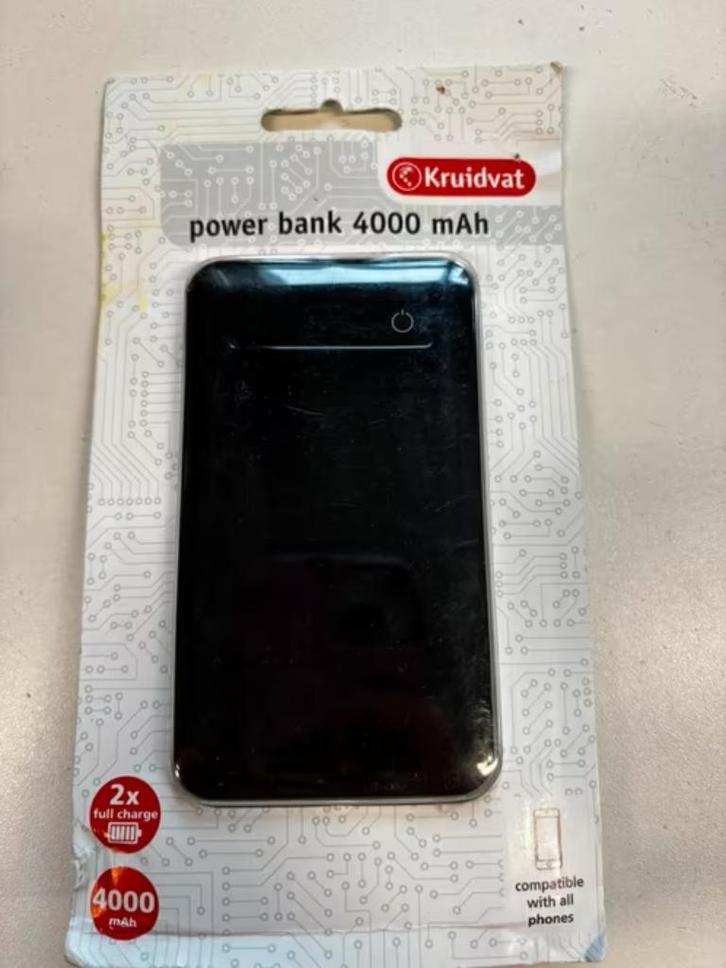 NIEUW! Kruidvat powerbank 4000 mAH zwart €5,99, Telecommunicatie, Powerbanks, Nieuw, Ophalen of Verzenden