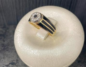 Prachtige 14 karaats gouden ring met onyx ringmaat 20 beschikbaar voor biedingen