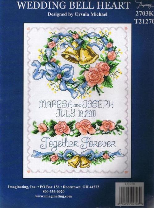 Borduurpakket Wedding Bell Heart, Hobby en Vrije tijd, Borduren en Borduurmachines, Nieuw, Borduurpakket, Ophalen of Verzenden