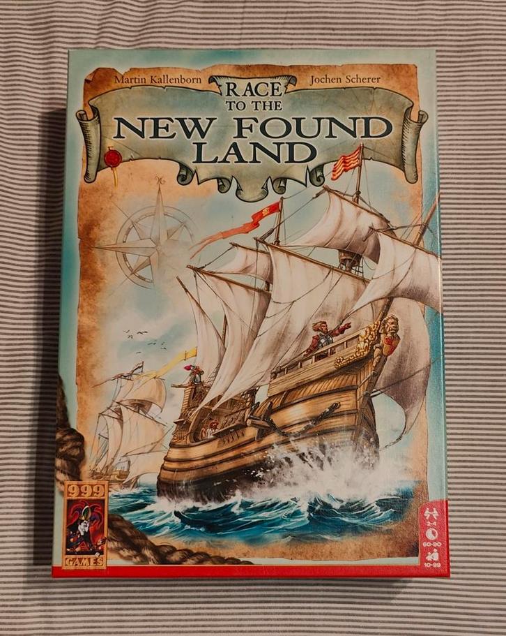 Race to the New Found Land - 999 Games, Hobby en Vrije tijd, Gezelschapsspellen | Bordspellen, Zo goed als nieuw, Een of twee spelers