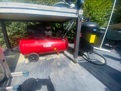 George Tools Compressor 100L + Datona Zandstraalketel 80L, Doe-het-zelf en Verbouw, Compressors, Zo goed als nieuw, 6 tot 10 bar
