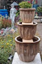 3 zware bloempotten
 Diameter 36, 28, 21 cm, Ophalen, Steen, Minder dan 30 cm, Rond