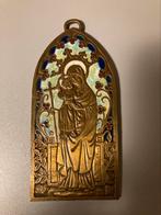 Grote geëmailleerde bronzen religieuze medaille, Antiek en Kunst, Antiek | Religie, Ophalen of Verzenden