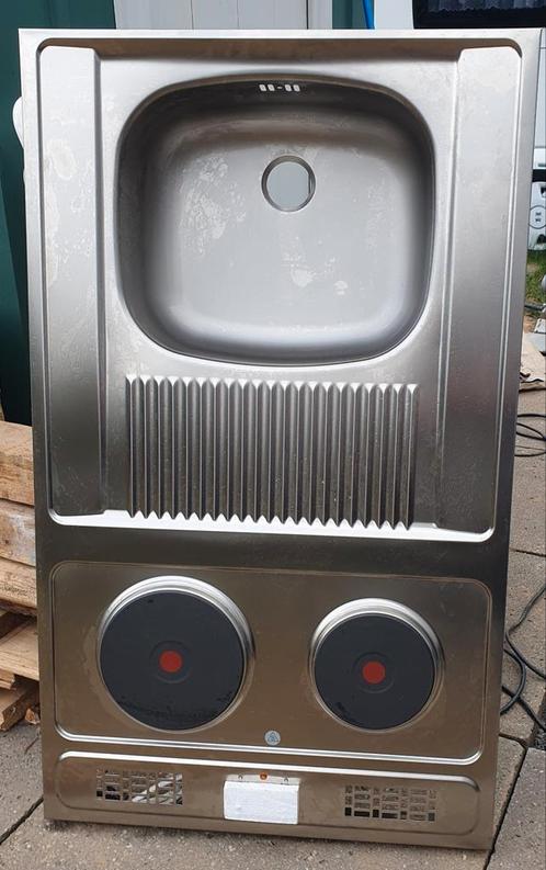 Spoelbak met 2 electrische kookplaten., Huis en Inrichting, Keuken | Keukenelementen, Zo goed als nieuw, Minder dan 100 cm, 25 tot 50 cm