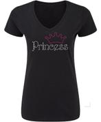 Princess Dames T-shirt met Rhinestones, Nieuw, Korte mouw, Verzenden