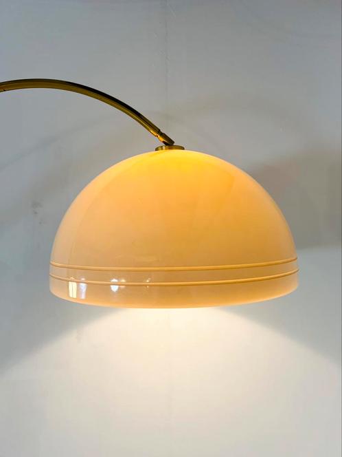 Vintage messing Arc booglamp, Hustadt Leuchten ‘70, Huis en Inrichting, Lampen | Vloerlampen, Zo goed als nieuw, 150 tot 200 cm