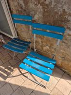 Twee blauwe inklapbare tuinstoelen, Ophalen, Metaal, Inklapbaar