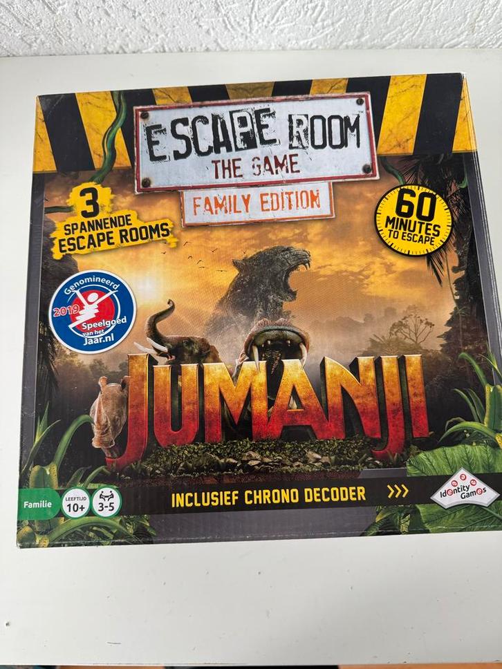 Escape Room Jumanji - Family Edition, Hobby en Vrije tijd, Gezelschapsspellen | Bordspellen, Zo goed als nieuw, Drie of vier spelers