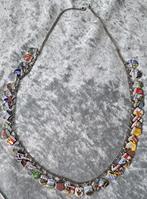 49 Vintage 800,835,900,925 zilveren emaille bedelketting, Zo goed als nieuw, 4 bedels of meer, Zilver, Ophalen