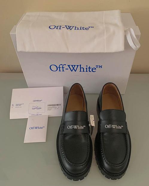 Off-White zwarte leren loafer met logo/38/nieuw, Kleding | Dames, Schoenen, Nieuw, Instappers, Zwart, Ophalen of Verzenden
