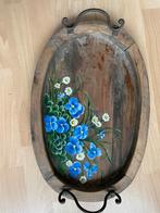 Handgemaakt houten dienblad met bloemen, Antiek en Kunst, Ophalen