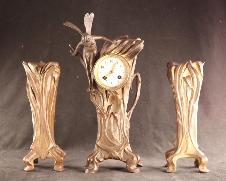 Antiek Art Nouveau 'Fairytale' klokstel, Antiek en Kunst, Antiek | Klokken, Ophalen of Verzenden