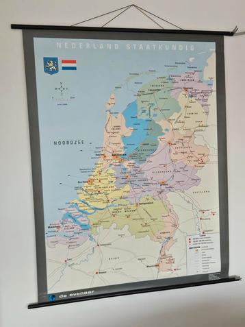 Oude schoolkaart Nederland - Staatkundig beschikbaar voor biedingen