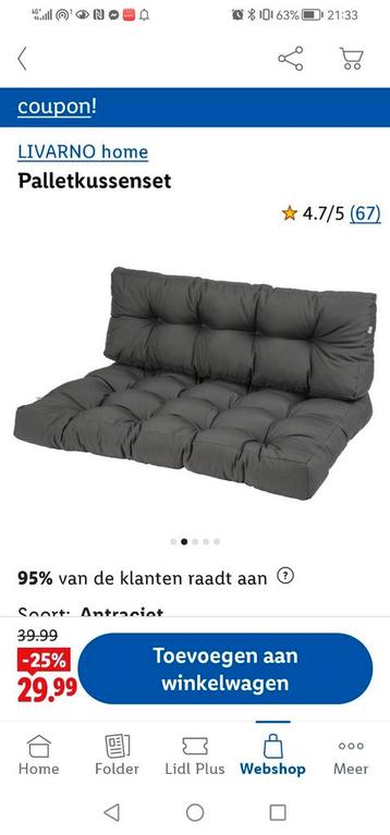2 sets LIVARNO Palletkussenset Antraciet beschikbaar voor biedingen