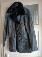 Zwarte lederen winterjas met "bontkraag", Ophalen of Verzenden, Zo goed als nieuw, Maat 42/44 (L), Zwart