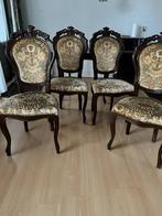 4 Queen Ann eetkamerstoelen in goede staat., Huis en Inrichting, Stoelen, Ophalen, Gebruikt, Bruin, Queen Ann