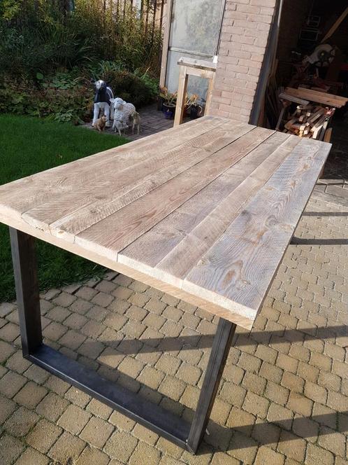 Industriele eettafel steigerhout, Huis en Inrichting, Tafels | Eettafels, 50 tot 100 cm, 150 tot 200 cm, Vijf personen of meer
