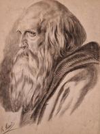 antieke academische tekening Gesigneerd, Antiek en Kunst, Kunst | Tekeningen en Foto's, Ophalen of Verzenden