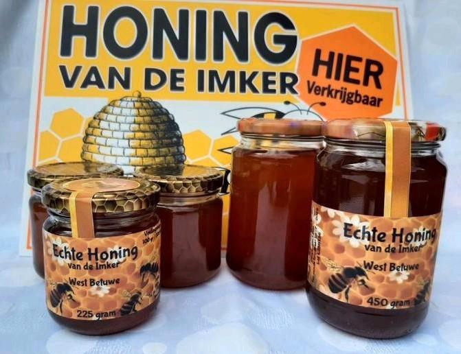 Echte honing van de imker, West Betuwe, 225gr, Diversen, Levensmiddelen, Ophalen of Verzenden