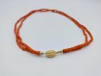 Bloedkoralen ketting, 2 strengen, met gouden slot, 48 cm