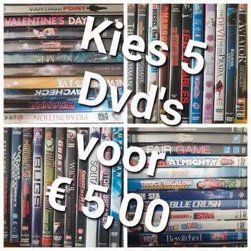 Kies 5 Dvd's voor € 5,00  beschikbaar voor biedingen