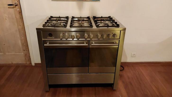 M System (Boretti) 90cm Gasfornuis met Dubbele Oven - 6 Pits, Witgoed en Apparatuur, Fornuizen, Gebruikt, Vrijstaand, Gas, 5 kookzones of meer