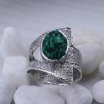 **opheffing**Schitterende artistieke ring met malachiet, Sieraden, Tassen en Uiterlijk, Ringen, Verzenden, 19 tot 20, Nieuw, Met edelsteen