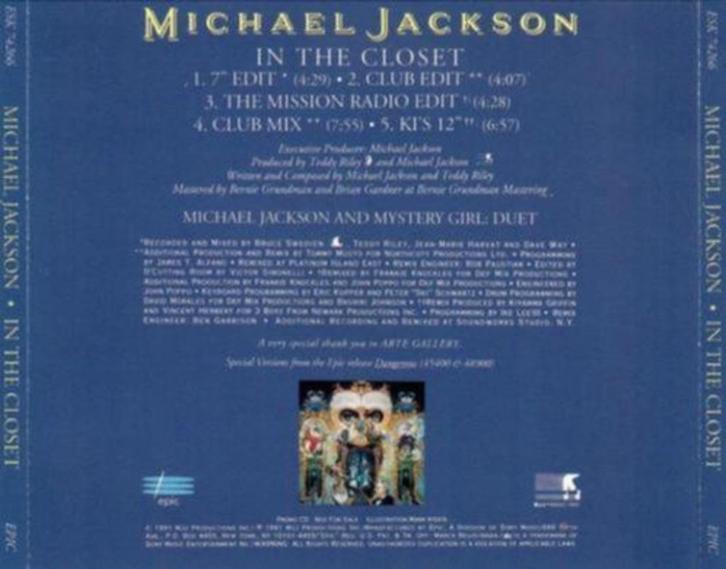 Michael Jackson – In The Closet PROMO CD Maxisingle 1992💿, Cd's en Dvd's, Cd Singles, Zo goed als nieuw, Pop, 1 single, Maxi-single