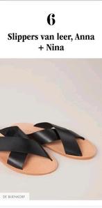 Anna + Nina 100% leren sandalen/slippers Mt. 40, Zwart, Anna +Nina, Gedragen, Sandalen of Muiltjes
