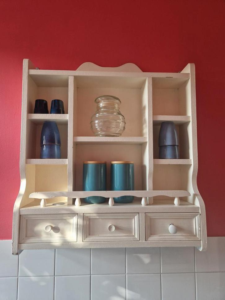 Houten Wandrek met Lades, Huis en Inrichting, Kasten | Buffetkasten, Gebruikt, Minder dan 100 cm, 50 tot 100 cm, Minder dan 25 cm