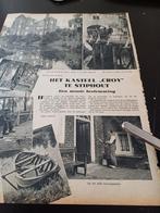 Artikel Kasteel Croy Stiphout 1940, Ophalen of Verzenden, 1940 tot 1960, Knipsel(s)