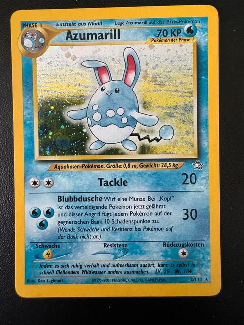 Azumarill #2 Neo genesis holo Duitse Pokémon kaart, Hobby en Vrije tijd, Verzamelkaartspellen | Pokémon, Zo goed als nieuw, Losse kaart