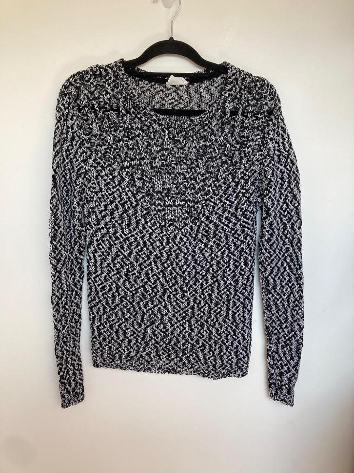 American Vintage zwart wit grofgebreide trui maat S, Kleding | Dames, Truien en Vesten, Zo goed als nieuw, Maat 38/40 (M), Zwart