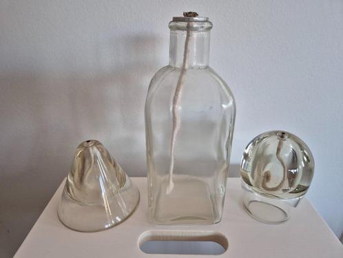 Olielamp van glas inclusief lont (3 stuks), Huis en Inrichting, Woonaccessoires | Kandelaars en Kaarsen, Zo goed als nieuw, Kaars
