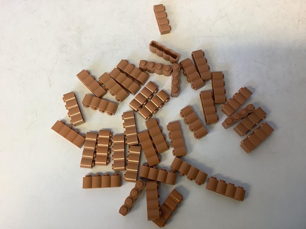 Lego steen aangepast 1x4 houtblok log blok nougat (1), Ophalen of Verzenden, Gebruikt, Losse stenen, Lego