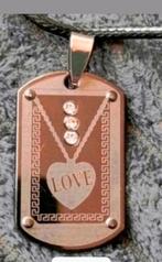 Ketting titanium love, Sieraden, Tassen en Uiterlijk, Kettingen, Verzenden, Nieuw, Zilver, Met hanger