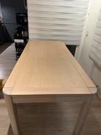 Uitschuifbare massief houten eettafel, Ophalen, Gebruikt, 100 tot 150 cm, 50 tot 100 cm