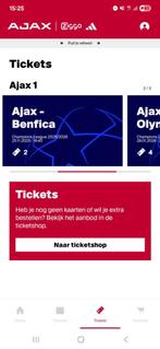 Ajax benfica 1 kaart vak 409, Tickets en Kaartjes, Eén persoon
