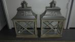 2 hout met metaal lantarens 18x31H50cm, Ophalen, Overige materialen, 25 tot 50 cm, Zo goed als nieuw