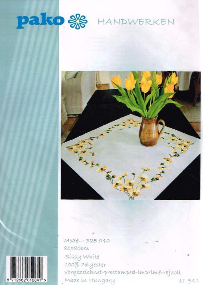 Cado pako borduurpakket dekservet, gele bloemen 325.040, Hobby en Vrije tijd, Borduren en Borduurmachines, Nieuw, Borduurpakket