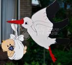 Geboortebord Ooievaar met Baby Jongen in draagdoek., Ophalen of Verzenden, Zo goed als nieuw, Geboortebord