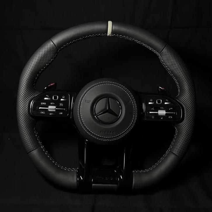 Mercedes moderne black on black stuur compleet AMG, Auto diversen, Tuning en Styling, Ophalen of Verzenden