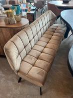 Magazijn leegverkoop eetbank hotelchique velvetstof beige, Overige kleuren, Drie, Nieuw, Ophalen of Verzenden
