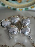 Vintage glazen zilveren kerstballen, set van 5, Ophalen, Zilver, Overige merken