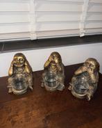 3 Gouden Boeddha Waxinelichtjes, Huis en Inrichting, Woonaccessoires | Boeddhabeelden, Ophalen of Verzenden, Gebruikt