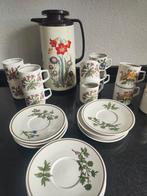 Vintage Retro koffie kan met 12 kop en schotels wild bloemen, Ophalen of Verzenden, Huis en Inrichting