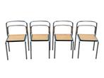Vintage set van vier Bauhaus-stijl stoelen webbing en staal, Huis en Inrichting, Stoelen, Zo goed als nieuw, Vier, Riet of Rotan