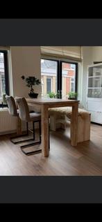 Mooie bartafel met 2 barstoelen en een bankje., 100 tot 150 cm, Zo goed als nieuw, Rechthoekig, 50 tot 100 cm