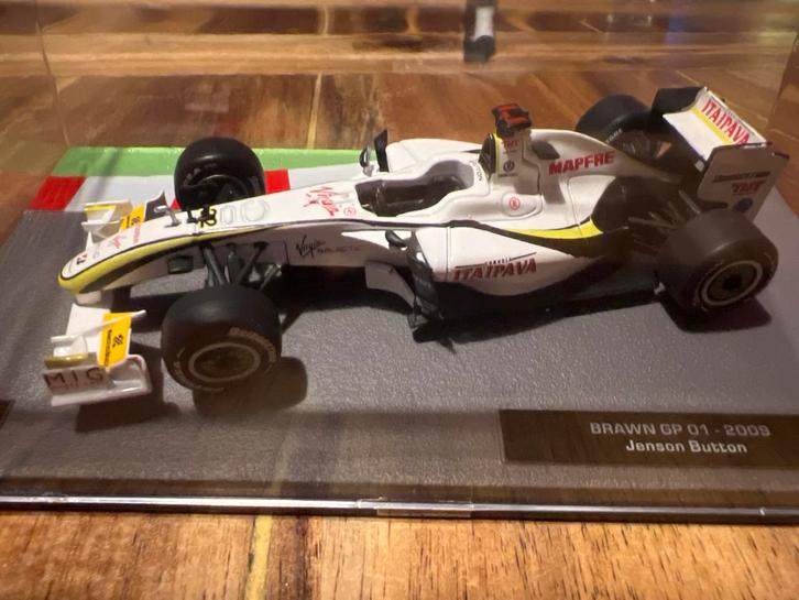 Brawn GP 01 Jenson Button 2009 – schaal 1:43, Hobby en Vrije tijd, Modelauto's | 1:43, Zo goed als nieuw, Auto, Overige merken