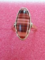 Vintage 14 karaat gouden ring met agaat, Ophalen of Verzenden, Goud, Ring, Met edelsteen